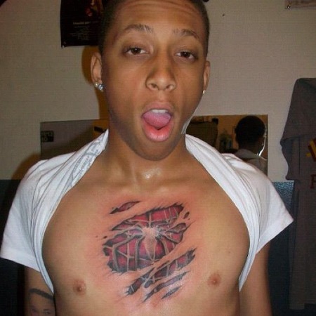 First Chest tattoo of Julian Goins.